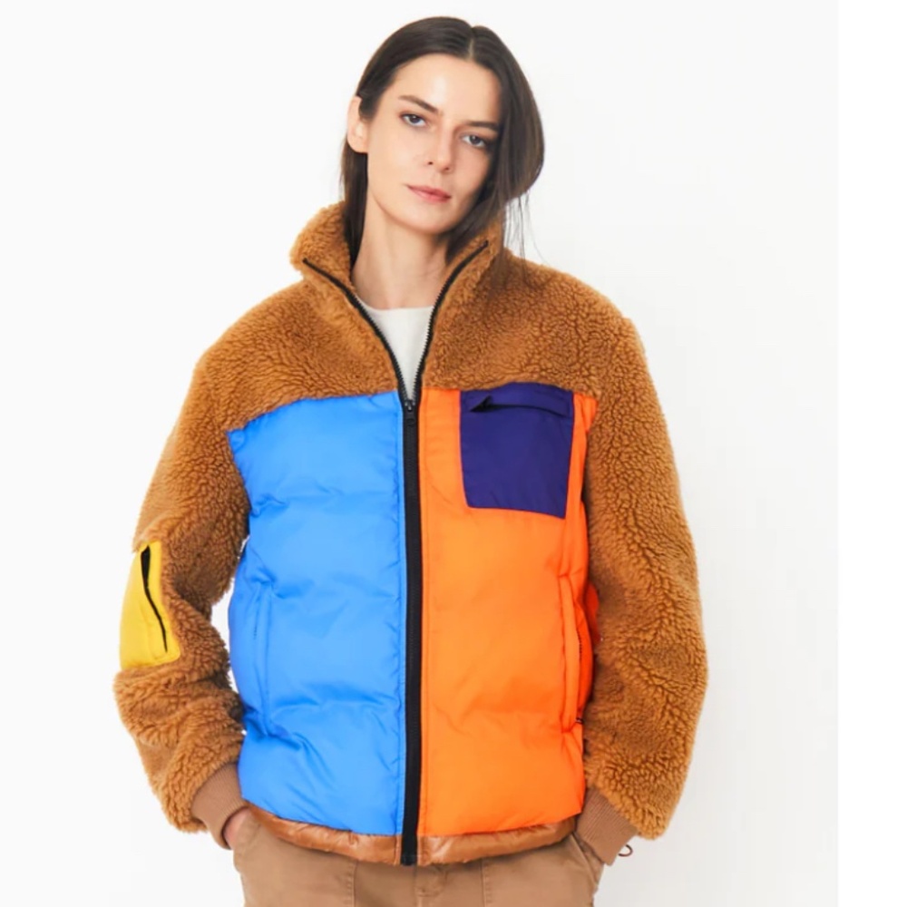Kule "The Krispie" Sherpa Colorblock Colorful Outdoor Puffer Jacket Coat Medium